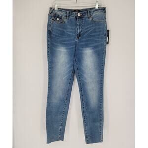 True Religion Halle Flap Skinny Raw Jeans - Medium Cloudless Wash Size 31